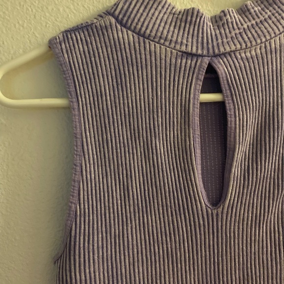 Ribbed Lavender Sleeveless Mock Turtleneck from FREE PEOPLE - Picture 1 of 3